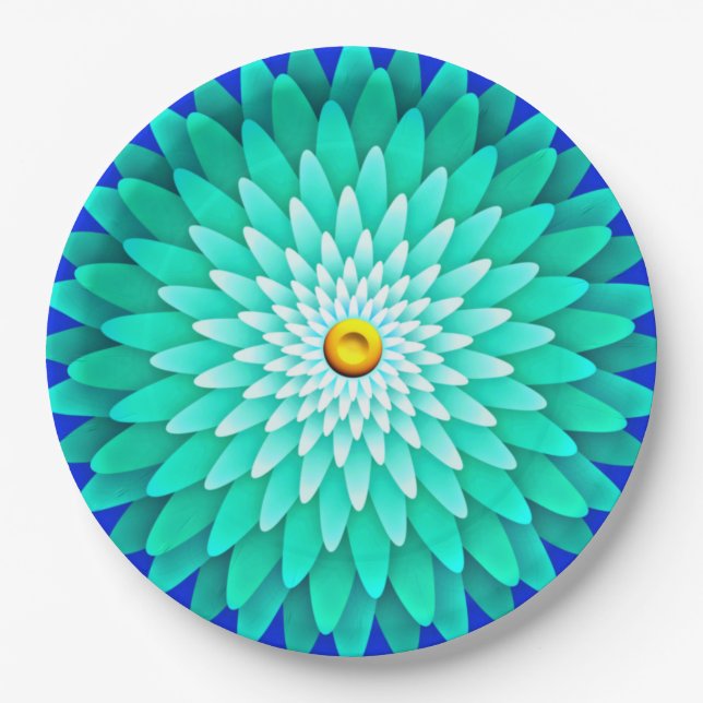Blaue Blume Mandala-68566 Pappteller (Vorderseite)
