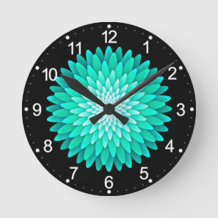 Blaue Blume Mandala-68566 Runde Wanduhr