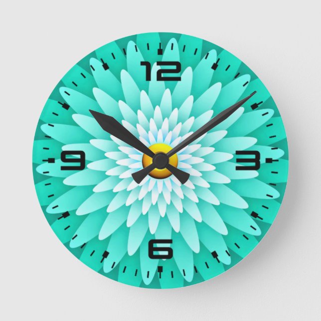 Blaue Blume Mandala-68566 Runde Wanduhr (Vorderseite)