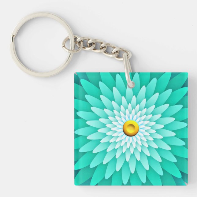 Blaue Blume Mandala-68566 Schlüsselanhänger (Vorderseite)