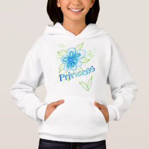 Blaue Blume mit Grün Hoodie