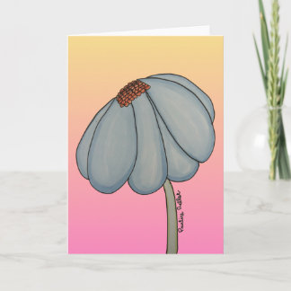Blaue Blume mit rosa Hintergrund Karte