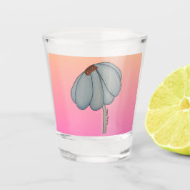 Blaue Blume mit rosa Hintergrund Schnapsglas