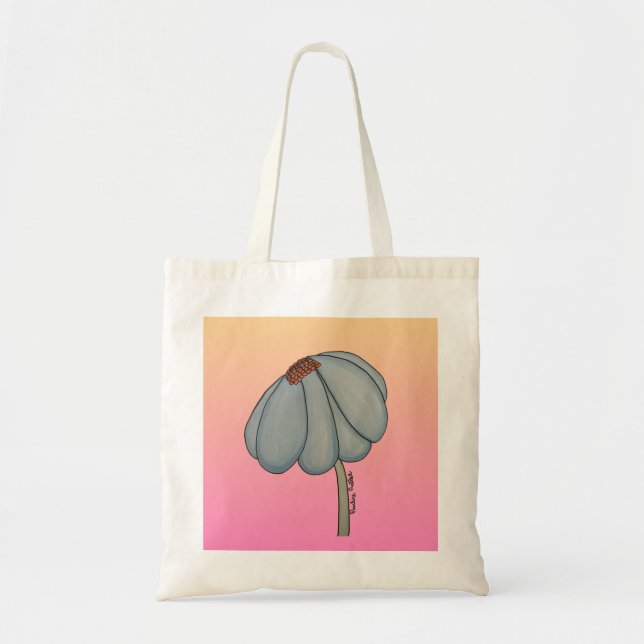 Blaue Blume mit rosa Hintergrund Tragetasche (Vorne)