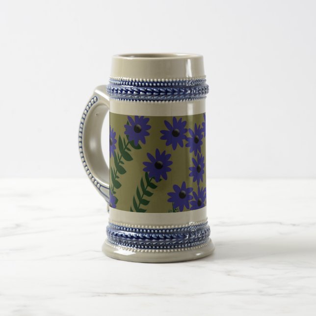 Blaue Blume mit Stalk Display Bierglas (Vorderseite Links)