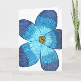 Blaue Blume mit weißem Hintergrund leer Karte