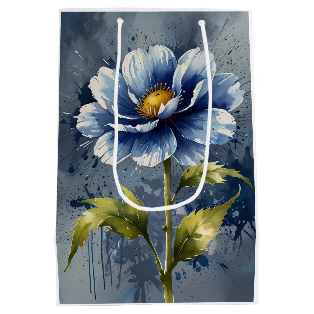Blaue Blume Mittlere Geschenktüte (Rückseite)
