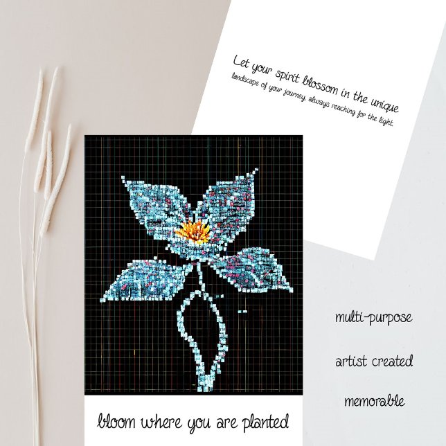Blaue Blume | Moderne Pixel | Blütenstand (An Artistic Application to the Interpretation of Floral Beauty - Award Winning Canvases Become Cards)