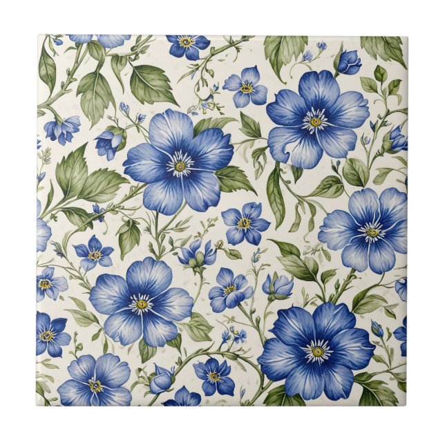 Blaue Blume nahtlos Fliese (Vorderseite)