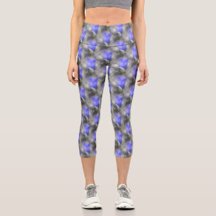 Blaue Blume Naturmuster Capri Leggings