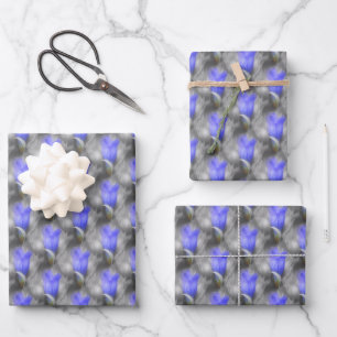 Blaue Blume Naturmuster Geschenkpapier Set