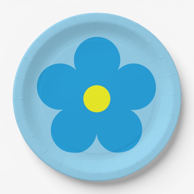 Blaue Blume Pappteller (Vorderseite)
