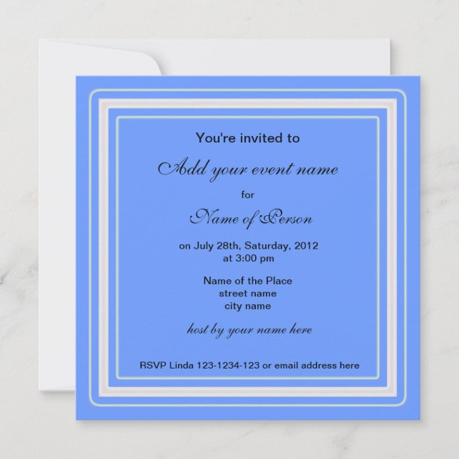 blaue Blume Party Einladung (Vorderseite)