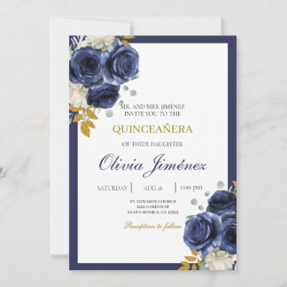 Blaue Blume quinceañera Einladung