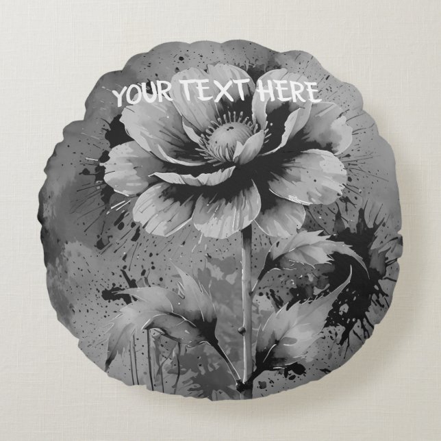 Blaue Blume Rundes Kissen (Vorderseite)