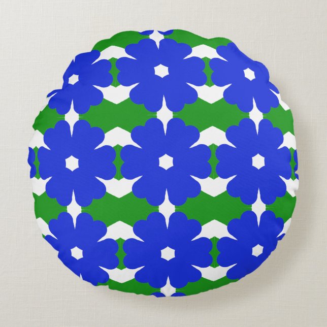 Blaue Blume Rundes Kissen (Vorderseite)