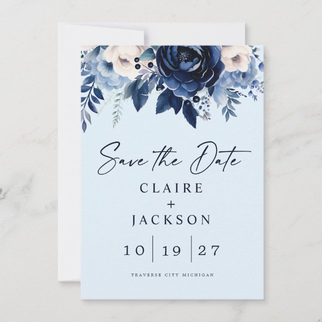 Blaue Blume Save The Date (Vorderseite)