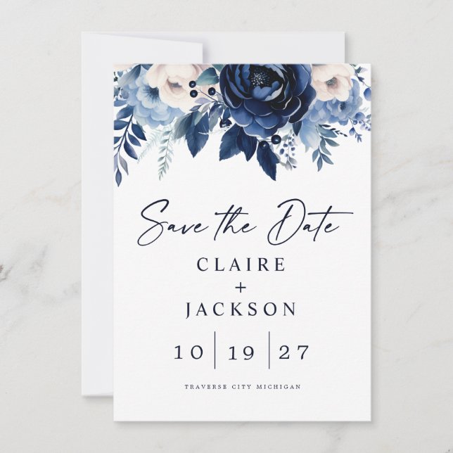 Blaue Blume Save The Date (Vorderseite)