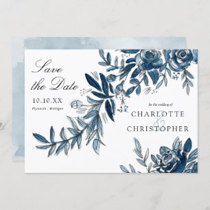 Blaue Blume Save the Date Einladung