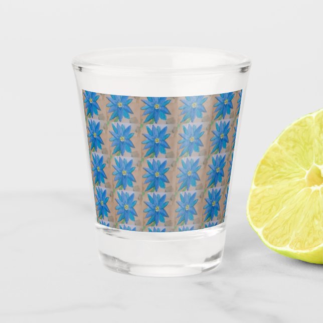 Blaue Blume Schnapsglas (Vorderseite)