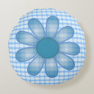 Blaue Blume Screwball Grafiken Rundes Kissen