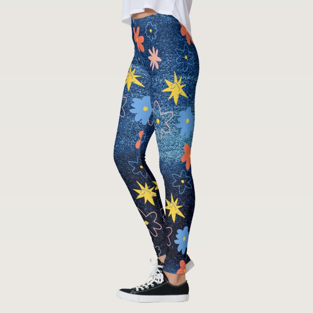Blaue Blume Traum Abstrakt Leggings (Links)