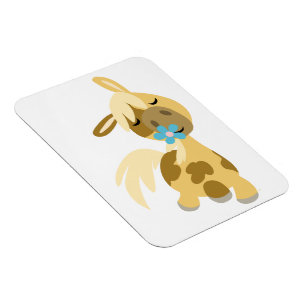 Blaue Blume und Niedlicher Cartoon Pony Flexible M Magnet