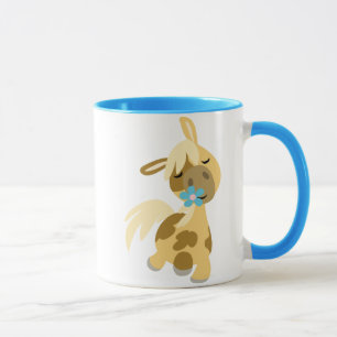 Blaue Blume und Pony-Tasse Tasse