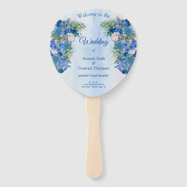 Blaue Blume und Weißrosen Fächer