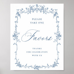 Blaue Blume Verzierte Viktorianische Gnade Liebhab Poster