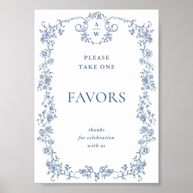 Blaue Blume Verzierte Viktorianische Gnade Liebhab Poster (Vorne)