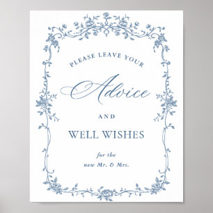 Blaue Blume Verzierte Viktorianische Grace Beratun Poster