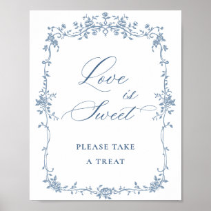 Blaue Blume Verzierte Viktorianische Grace Liebe i Poster