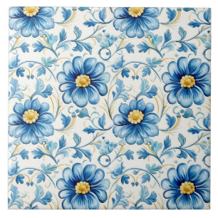 Blaue Blume Vintage Elegant Fliese