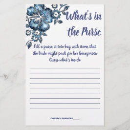 BLAUE BLUME, WAS IN DER PURSE SHOWER GAME CARD IST FLYER