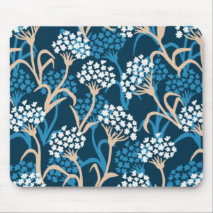 Blaue Blume Zeichnend Muster Mousepad