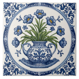 Blaue Blumen 2 Fliese