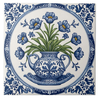Blaue Blumen 2 Fliese