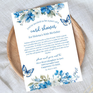 Blaue Blumen 80. Geburtstagskarte per Post verschi Einladung