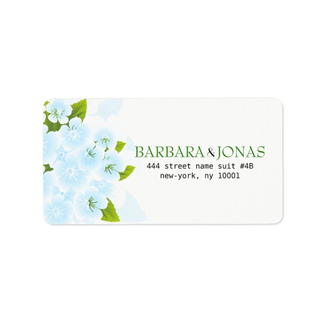 Blaue Blumen Adressaufkleber (Vorne)