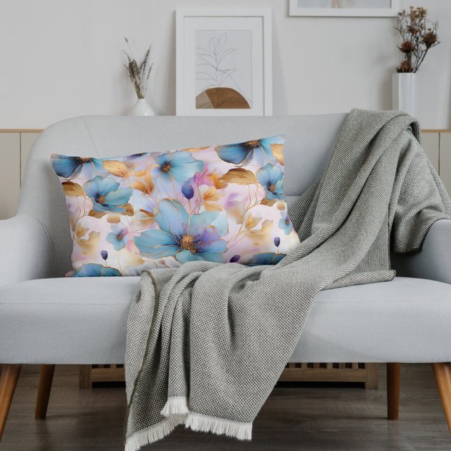 Blaue Blumen Alkohol Tinte in weichen Pasten Kissenbezug (Von Creator hochgeladen)