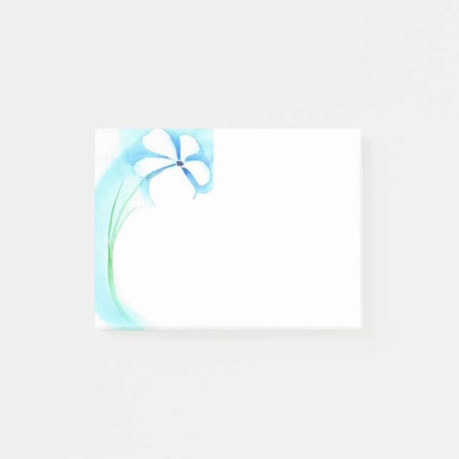 Blaue Blumen-Anmerkungen Post-it Klebezettel (Vorderseite)