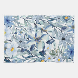 Blaue Blumen Aquarell Blumenkunst Geschirrtuch