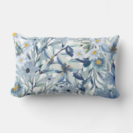 Blaue Blumen Aquarell Blumenkunst Lendenkissen