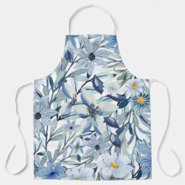 Blaue Blumen Aquarell Blumenkunst Schürze