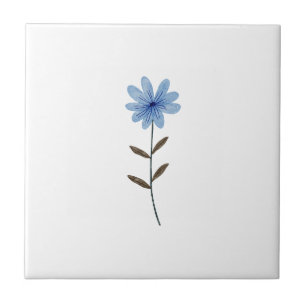 Blaue Blumen-Aquarell Elegante Florale Kunstillust Fliese