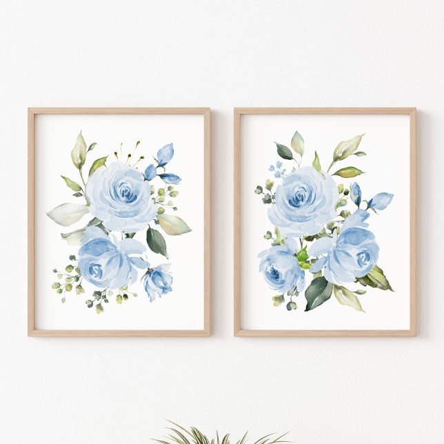 Blaue Blumen, Aquarellfarben-Blume, Junge Kinderzi Bilderwand Sets (Von Creator hochgeladen)