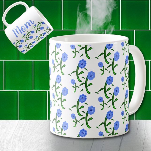 Blaue Blumen auf der Mama Kaffeetasse (Von Creator hochgeladen)