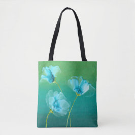 Blaue Blumen auf Ombre Hintergrund-Tasche