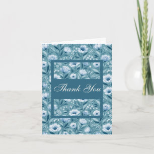 Blaue Blumen auf Türkisblauem Hintergrund Dankeskarte